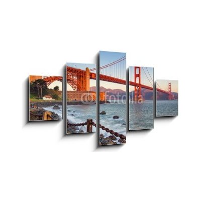 Obraz 5D pětidílný - 125 x 70 cm - San Francisco. Image of Golden Gate Bridge in San Francisco, California during sunrise. San Francisco. Obrázek Golden Gate Bridge v Sa