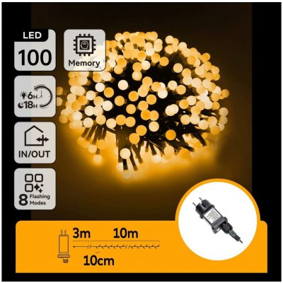 Aigostar LED Ven. dekorační řetěz 100xLED/3,6W/230V/8 funkcí 10m IP44 tep bílá B103031OK – Hledejceny.cz