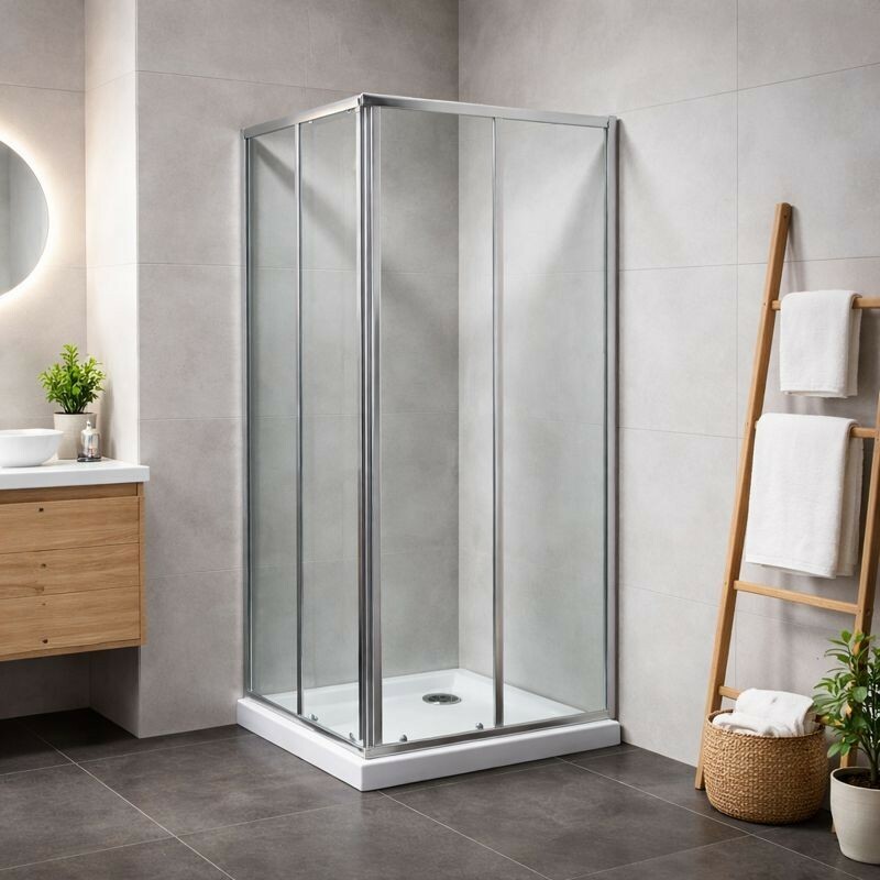OLSEN SPA VÝHODNÝ SET ČTVEREC SMART RANDA s vaničkou Barva rámu Chrom/Leštěný hliník (ALU), Materiál Hliník, Rozměr A 90 cm, Rozměr B 90 cm, Rozměr C 190 cm, Směr zavírání Univerzální Levé / Pravé, Vý