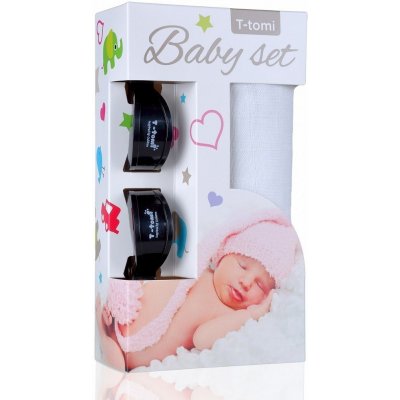 T-Tomi Baby set bambusová osuška green stars / zelené hvězdičky + kočárkový kolíček gold / zlatá 390 – Zbozi.Blesk.cz