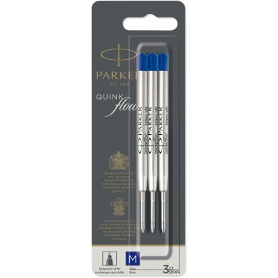 Parker Náplň QuinkFlow do kuličkové tužky M modrá 3 ks 1502/0219152 – Zboží Dáma
