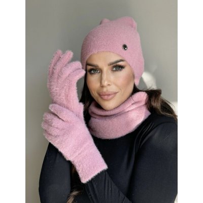 Fashionweek Dámský set čepice nákrčník a rukavice Teplý komplet S2911 Růžovy – Hledejceny.cz