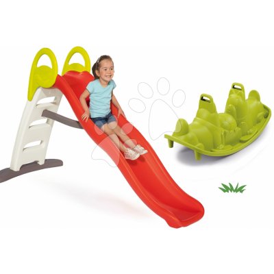 Smoby 310192-1 set Toboggan Funny a zelená oboustranná houpačka Tuleň s vodotryskem