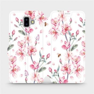 Pouzdro Mobiwear parádní flip Samsung Galaxy J6 Plus 2018 - M124S Růžové květy – Zboží Mobilmania