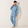 Pánské pyžamo Blancheporte pánské pyžamo dlouhé propínací s potiskem modré