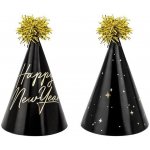 PartyDeco Čepičky černé Happy New Year 6ks – Zboží Dáma