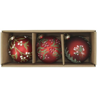 Chic Antique Vánoční baňka Cherry Ø 8 cm – set 3 ks, červená barva, sklo – Hledejceny.cz