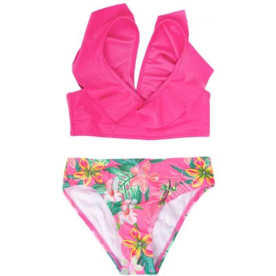 Yoclub Dívčí dvoudílný plavecký kostým LKD-0034G-A100 Pink 1