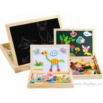H&C TOYS Dřevěná magnetická tabulka s magnetkami 3v1 – Zboží Dáma