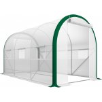Outsunny tunelový skleník s rolovacími dveřmi 3,58 x 2,1 x 2,1 m bílý – Zboží Dáma