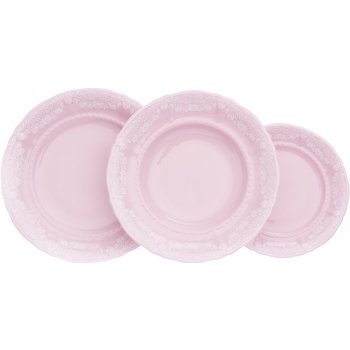 Leander Sonáta bílá krajka růžový porcelán 18 ks