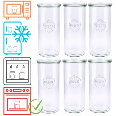 Weck Sklenice sklenice váza Mold víko skleněná Cylinder SOLIDNE 6ks x 1500ml – Zboží Mobilmania