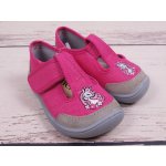 bar3foot 3F bačkory plátěnky 3BE2/12R super flexi růžové s výšivkou barefoot suchý zip – Zboží Dáma