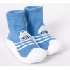 Dětská ponožkobota YO ponožkoboty capáčky barefoot bosé bačkůrky ponožky s gumovou stélkou OB147 modré s policejním autem