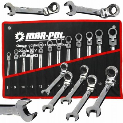 Mar-Pol Klíče očkoploché ráčnové s kloubem 12 ks 8-22mm M58602 – Zboží Mobilmania