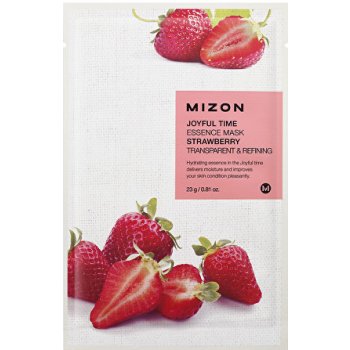 Mizon plátýnková 3D maska s jahodami pro zjemnění a antioxidaci pleti Joyful Time Essence Mask Strawberry 23 g