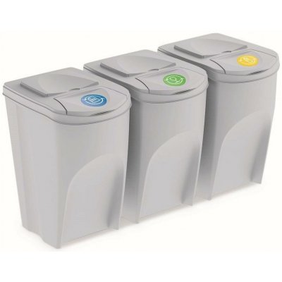 Prosperplast Sada 3 odpadkových košů SORTIBOX popelavá objem 3 x 35 L – Hledejceny.cz