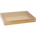 Dárková krabice s průhledným víkem 400x300x50/35 mm, hnědá - kraftová – Zboží Živě