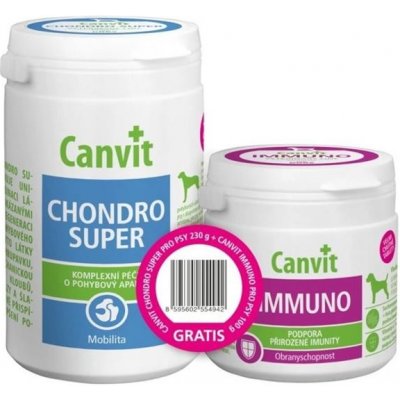 Canvit Chondro Super for dogs 230 g + Canvit Immuno for dogs copackaging 100 g – Hledejceny.cz