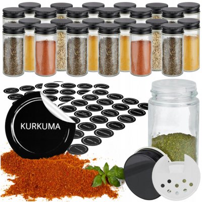 Gockowiak Sklenička na koření skleněná bezbarvá 100 ml 24 ks + 72 samolepky – Zboží Mobilmania