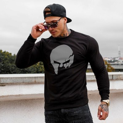 mikina bez kapuce Iron Aesthetics SKULL B&G černá – Zboží Mobilmania