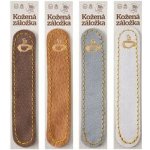 Káva - kožená záložka do knihy Barva kůže: Hnědá semiš (D32), Barva ražby: Zlatá – Hledejceny.cz