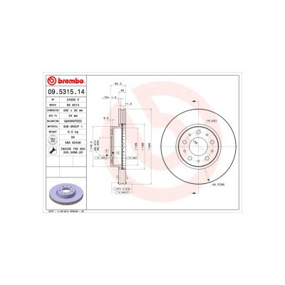 BREMBO brzdový kotouč 09.5315.14 – Sleviste.cz