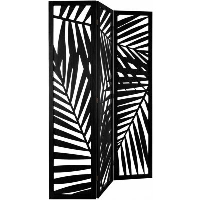 Atmosphera Dřevěná Paraván černá moderní 3 křídla 120 x 170 cm – Zboží Dáma
