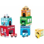 Lelin Toys Stohovací kostky s autíčky – Zboží Živě