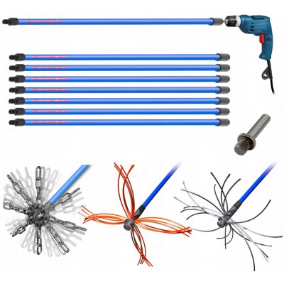 Turbo cyklon sada kartáčů na čištění komína zespodu na vrtačku 8 m – Hledejceny.cz