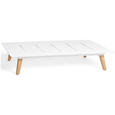 Diphano Hliníkový konferenční stolek S Link, obdélníkový 92x120x23cm, rám hliník bílá (white), nohy teak, deska hliník bílá (white)