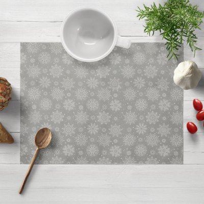 Biante Vánoční dekorační prostírání na stůl PML-079 Bílé vločky na šedém 30x40cm – Zboží Dáma