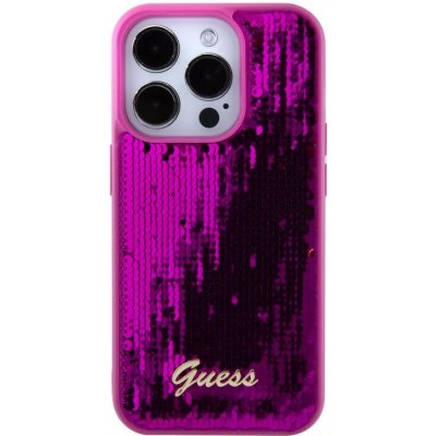 Guess Sequin Script Logo Apple iPhone 15 PRO MAX Magenta – Zboží Mobilmania