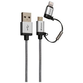 Verbatim 48857 Micro USB + Lightning, 120cm, stříbrný