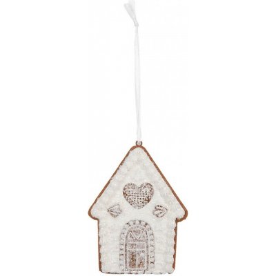 Clayre & Eef Závěsná dekorace zasněžená perníková chaloupka Frosted Ginger - 8*1*10 cm – Hledejceny.cz
