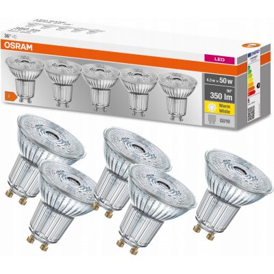 Osram sada 5x LED žárovka GU10, PAR16, 4,3W, 350lm, 2700K, teplá bílá – Zboží Mobilmania