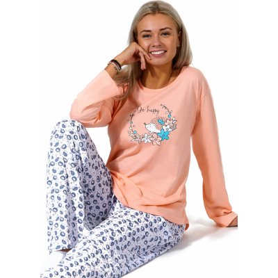 Meruňkové i bílé pyžamo pro plnoštíhlé ženy, Šťastný ježek 1B1818 oranžová