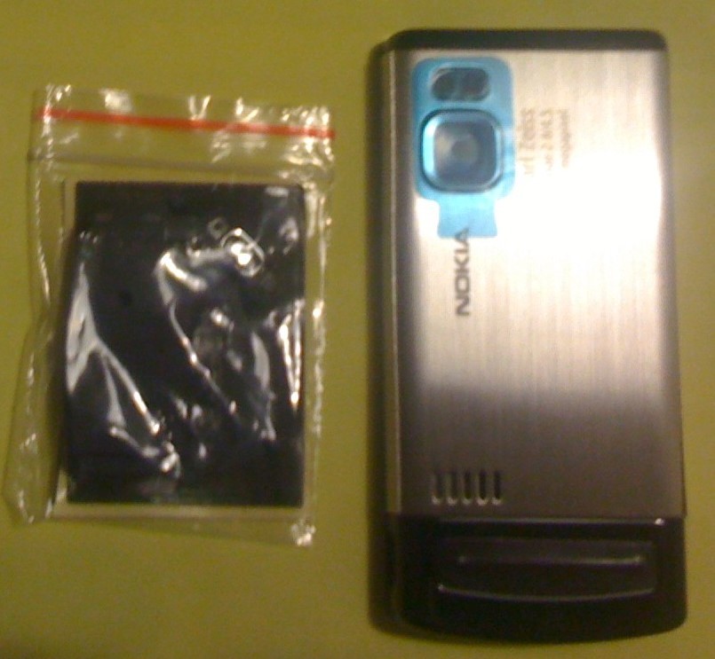 Kryt Nokia 6500 slide střední + zadní stříbrný