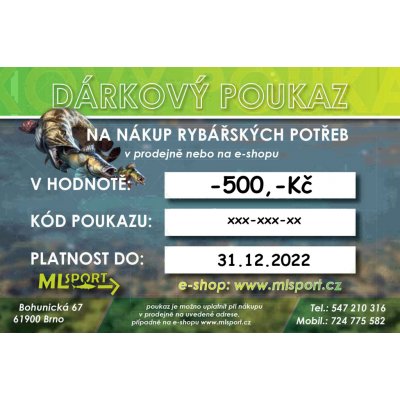 Dárkový poukaz pro rybáře v hodnotě od 500 kč na eshop MLsport.cz – Zboží Mobilmania