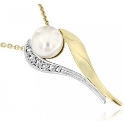Zlatnictví U Kostela Diamantový přívěsek s perlou na řetízku 32264 – Zboží Mobilmania