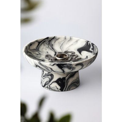 DESS Craft Studio Serene – dekorační miska na noze – Elegantní doplněk do vašeho interiéru Barva: 14 - Černý a bílý melír – Hledejceny.cz