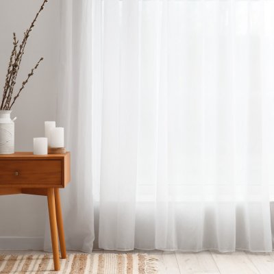 Voál bílý hladký s olůvkem ZAC-015 výška 250 cm Šití na míru – Zbozi.Blesk.cz