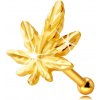Piercing Šperky eshop piercing do nosu ze žlutého zlata kontura marihuanového listu drobné žilky S4GG244.81