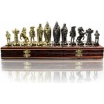 Master Of Chess středověké Zlatá 40cm/16" metalizované plastové kovové vážené šachové figurky a velká dekorativní dřevěná šachovnice