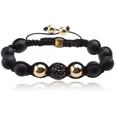 Šperky eshop Shamballa matné černé korálky ocelově šedá zirkonová kulička Q19.6