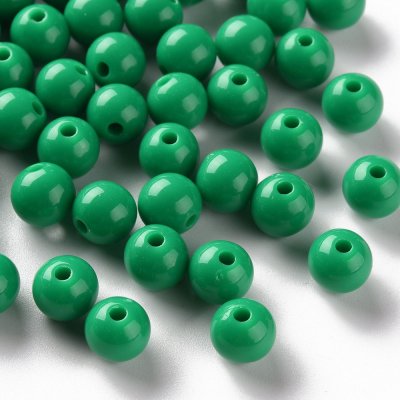 Akrylové korálky - tmavě zelené - ∅ 8 mm - 10 ks