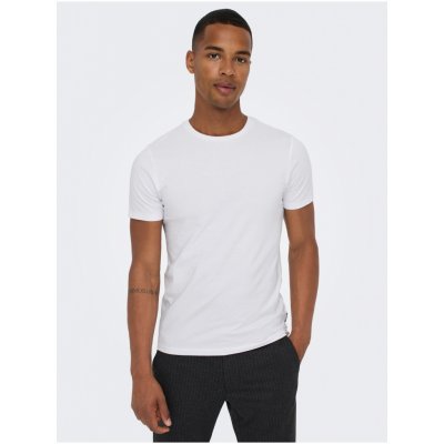 Only & Sons sada dvou pánských basic triček v bílé barvě – Zboží Mobilmania