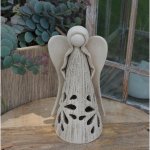 Keramický Anděl s květinou na svíčku Motiv: šamotový – Zbozi.Blesk.cz