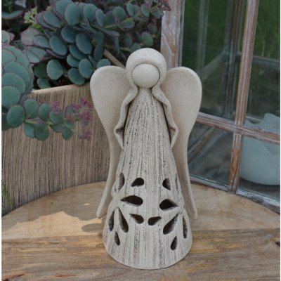 Keramický Anděl s květinou na svíčku Motiv: šamotový – Zbozi.Blesk.cz