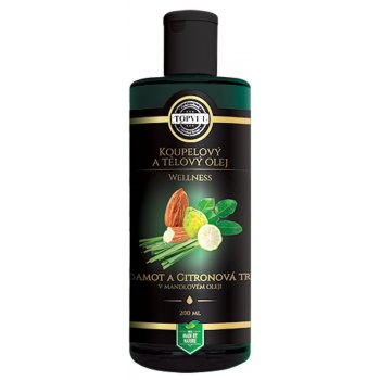 Topvet Wellness Bergamot a citronová tráva v mandlovém oleji koupelový a tělový olej 200 ml